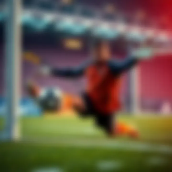 A goalkeeper diving to save a soccer ball during a training session, showcasing agility and skill.