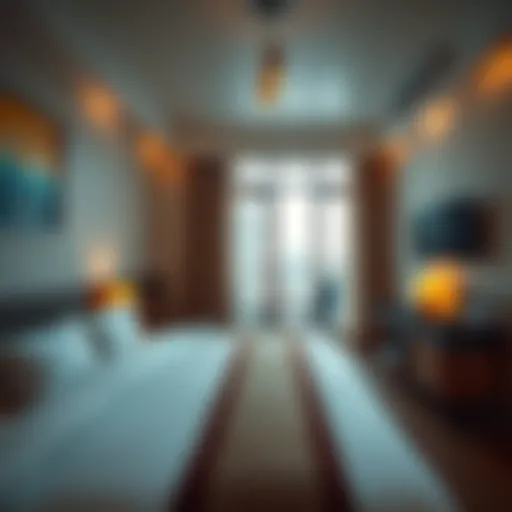 A cozy and affordable hotel room in Southeast Asia, encouraging people to book low-cost stays for rewards and charity support.