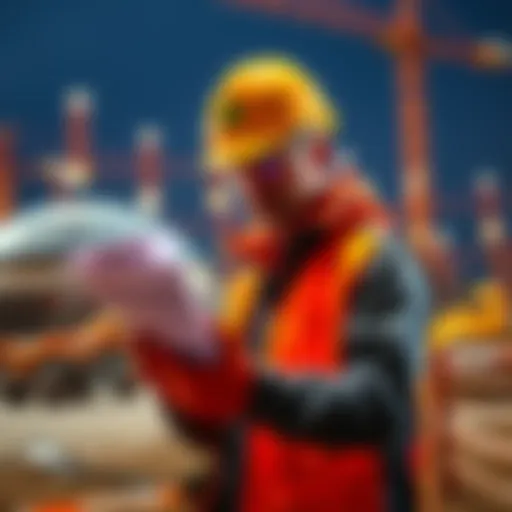 A builder shows plans and updates at a construction site for Sector 61, emphasizing transparency in the project.