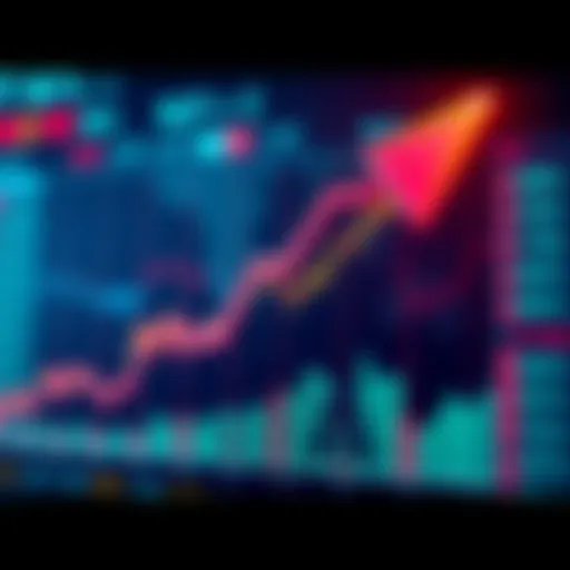 A graphic showing a rising stock market chart with an arrow pointing upwards, symbolizing bullish trends and potential Fed rate cuts.