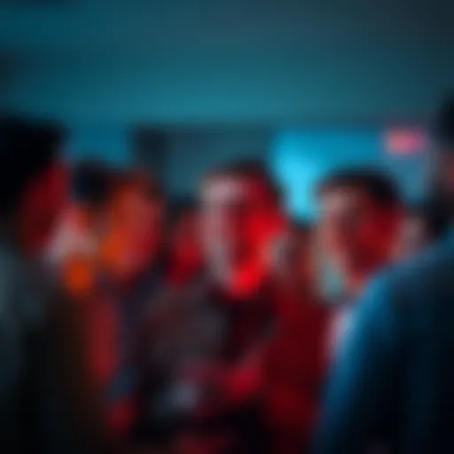 People discussing price predictions with optimistic expressions, symbolizing growth and hope for price reaching 1 cent on both chains by year-end.