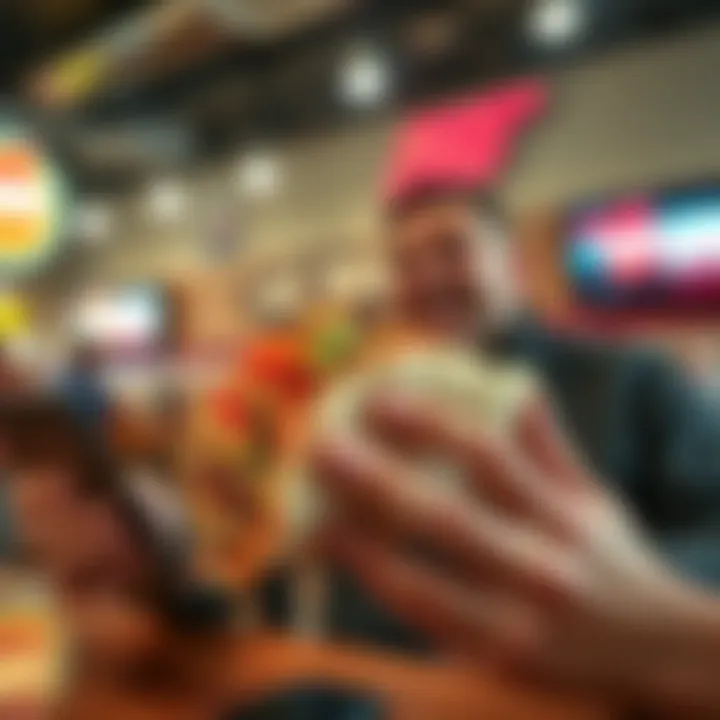 Enjoying a Burrito at Fat Boy in Patchogue A person takes a big bite of a delicious burrito at Fat Boy Burrito in Patchogue, NY, surrounded by rewards apps on their phone.