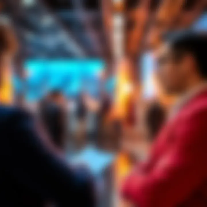 Business professionals discussing blockchain solutions Two business professionals, John Nahas and Matt Hougan, talking about customized blockchain solutions for businesses.