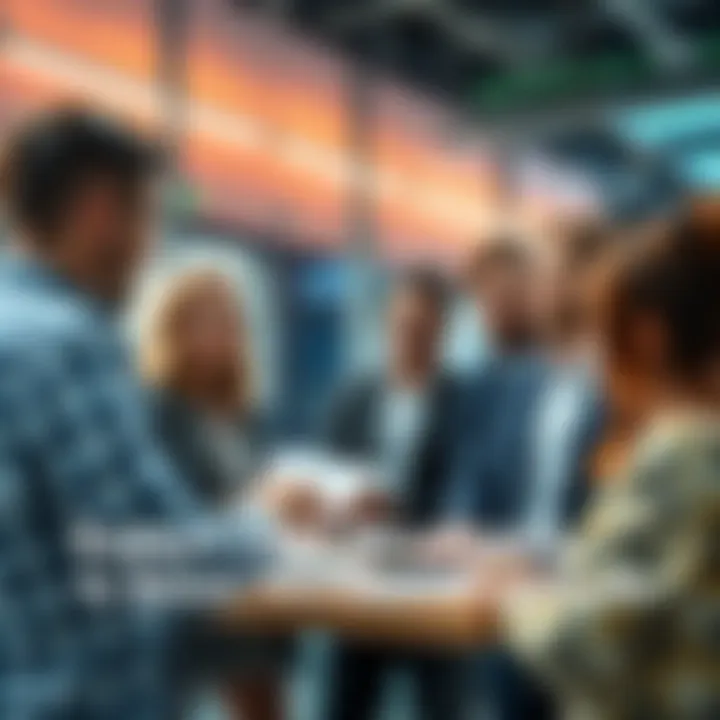 Business Growth Strategies A group of professionals discussing conversion rate optimization strategies in a modern office setting.