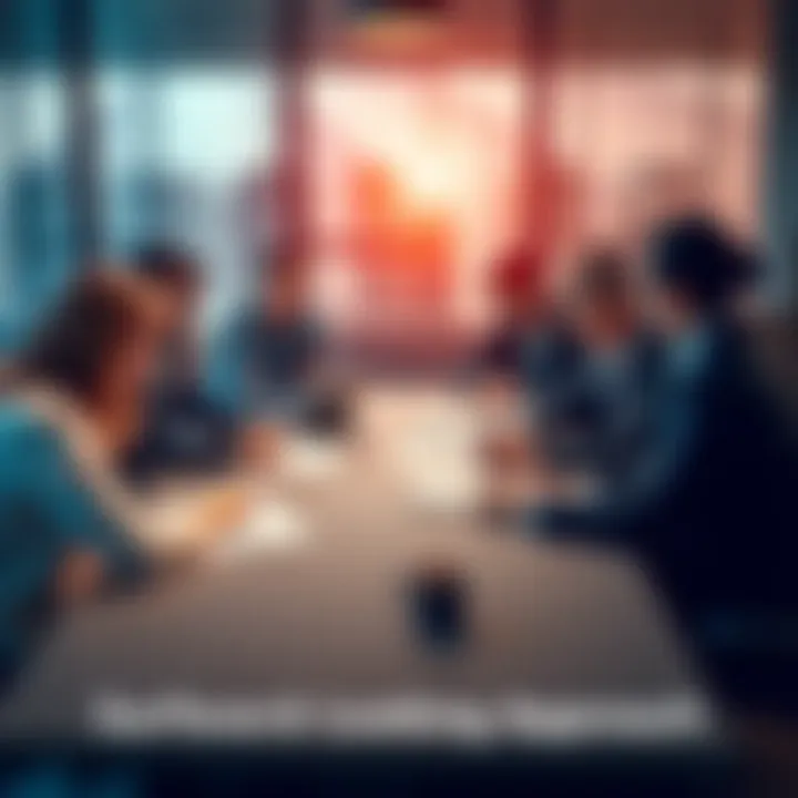 A group of professionals discussing strategic acquisitions around a conference table with documents and charts