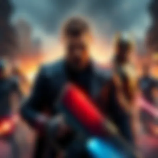 Butcher from 'The Boys' stands ready for battle against the Avengers, showcasing his fierce expression and weaponry.