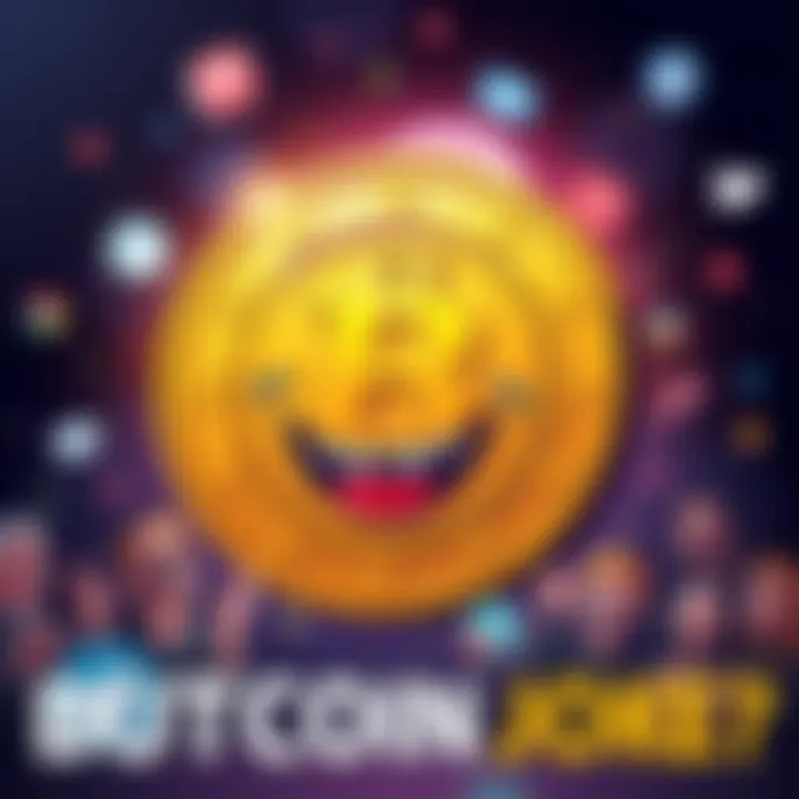 A cartoonish coin with a funny face and details representing Buttcoin, surrounded by laughing people and social media icons, showing mixed reactions.