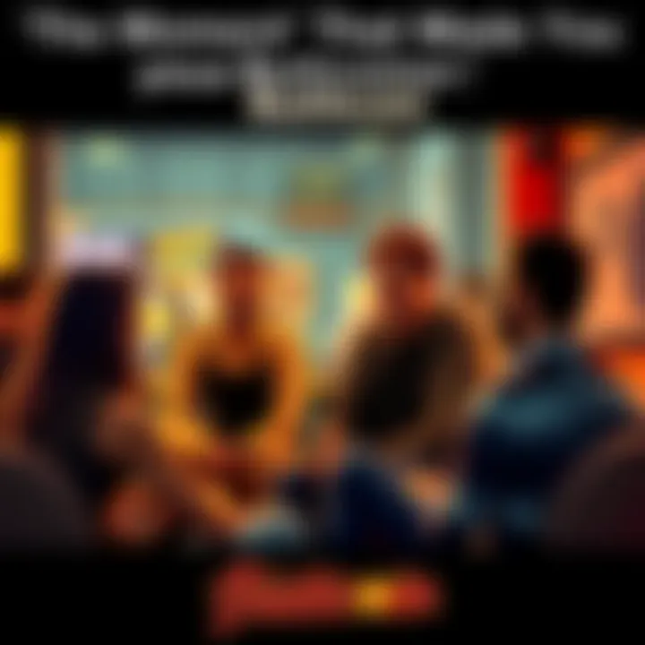 A group of people discussing their experiences with Buttcoin investments in a casual setting