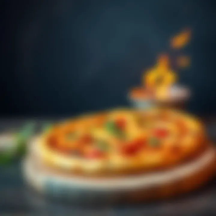 A freshly baked pizza topped with butter chicken, cheese, and herbs, served on a wooden cutting board.