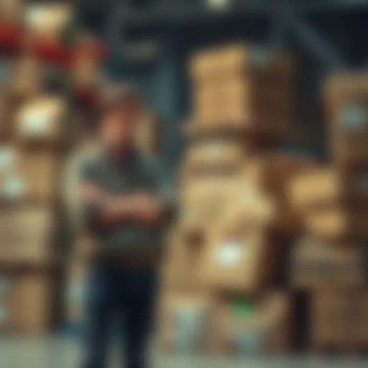 Buyer with Extra Parcel A frustrated buyer stands next to a pile of parcels, reflecting on a financial mistake, with a worried expression on their face.