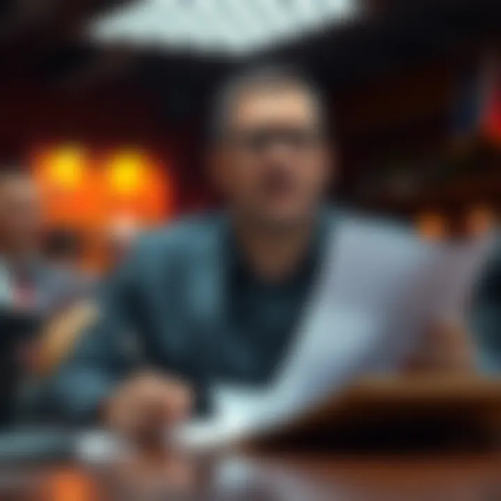 A buyer looks upset while reviewing auction documents as they face challenges with a seller refusing to complete the sale.