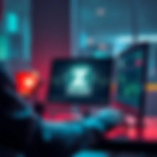 A person using a computer to purchase Zcash without revealing their identity, showcasing privacy in cryptocurrency transactions.
