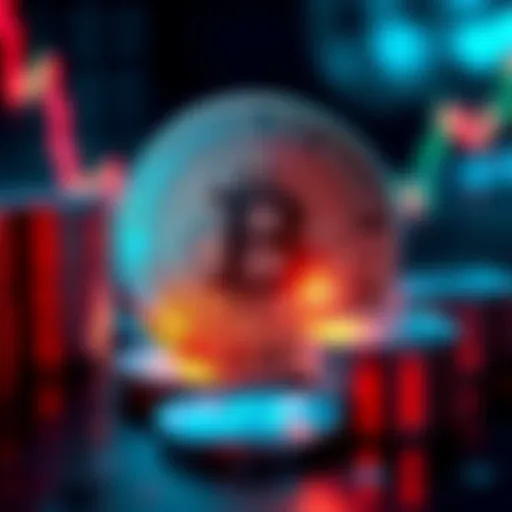 A digital representation of Litecoin with a focus on 100 coins and market graphs indicating growth.