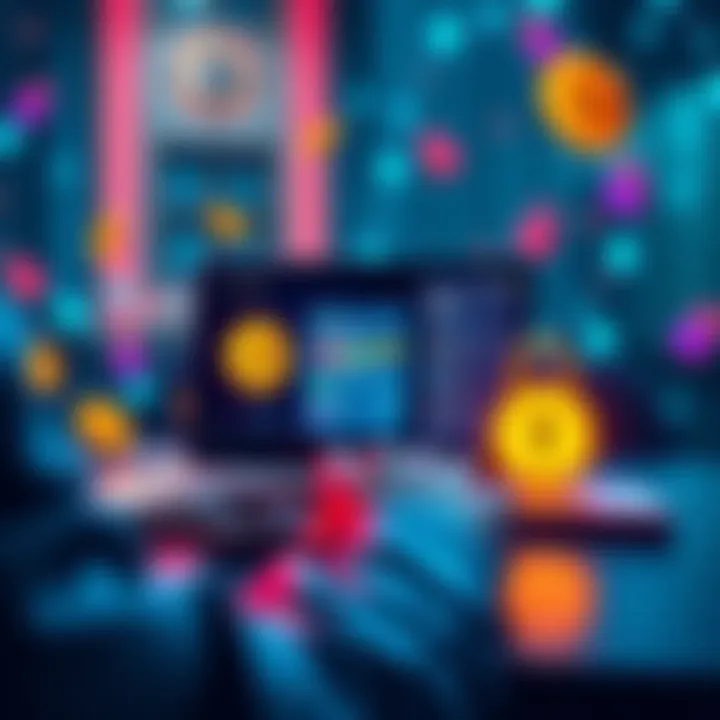 A person using a laptop to buy Bitcoin privately, avoiding KYC fees. The screen displays a Bitcoin wallet interface. Money symbols and privacy locks around.