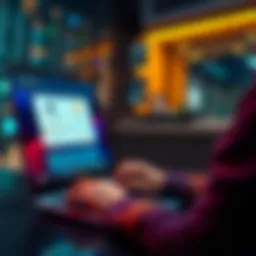 A person using a laptop to purchase cryptocurrency on Binance UK while showing various e-wallet options on the screen.