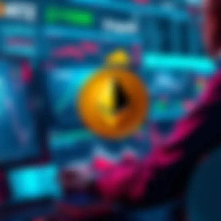 A person buying Monero cryptocurrency on a computer with charts and exchange logos in the background
