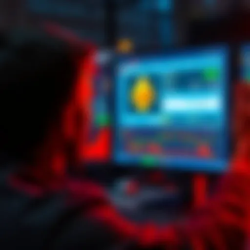 A person looking at a computer screen with Monero cryptocurrency displayed, showing a discreet buying process.