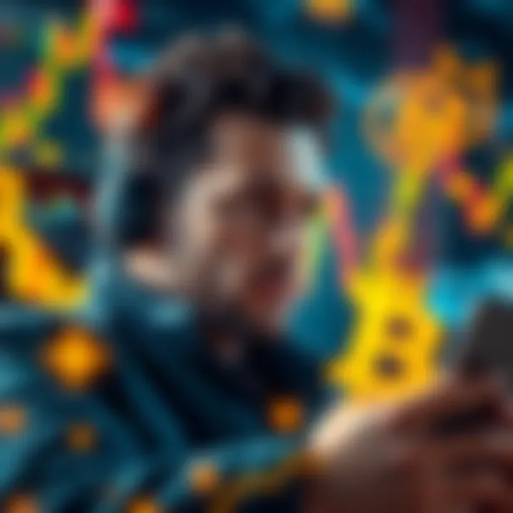 A new investor in Canada looking for advice on Bitcoin investing, surrounded by charts and crypto symbols.