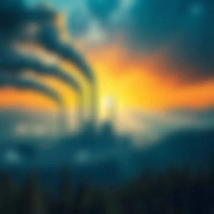 A striking contrast between industrial development and a dying forest, symbolizing the impact of capitalism on the environment.