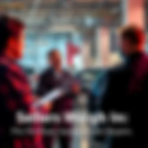 Sellers discussing pre-purchase car inspections with potential buyers in a dealership setting