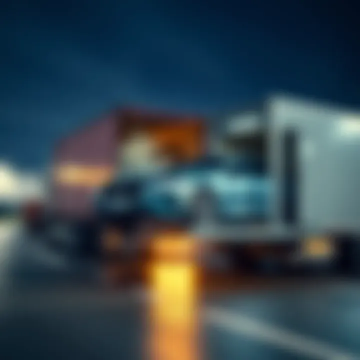 A shipping truck loading a vehicle for BAT shipping service