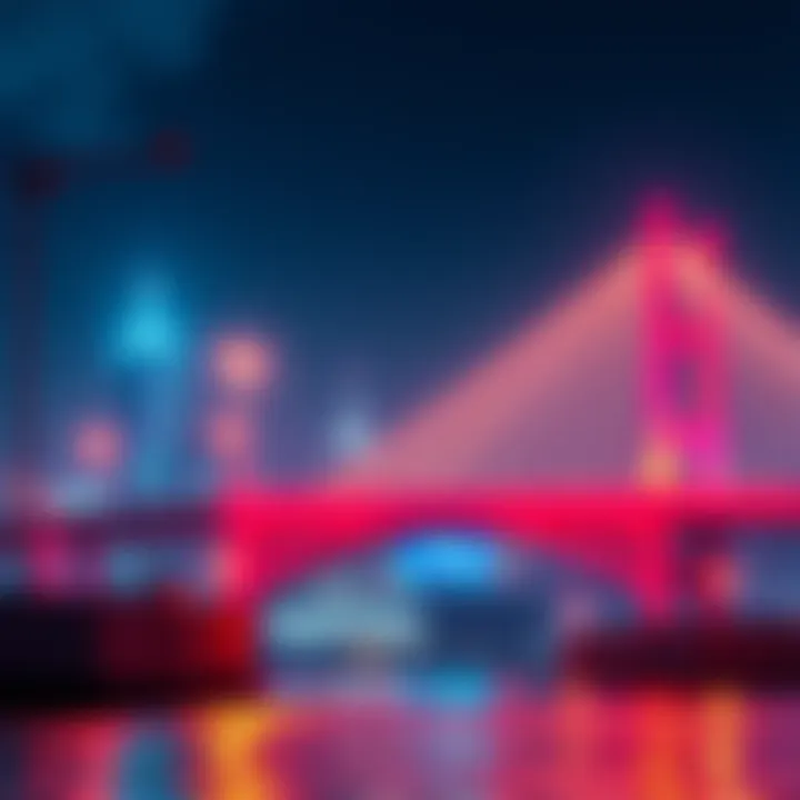 A digital representation of the Cardano USDCx Bridge symbolizing financial transactions, with the Cardano logo and elements representing the Binance platform in the background.