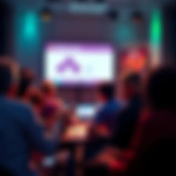 A group of people participating in an online masterclass, focused on blockchain technology and sustainability, with a presentation displayed on their screens.