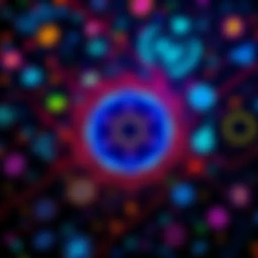 Cardano logo surrounded by various blockchain symbols representing collaboration in a new advisory group.