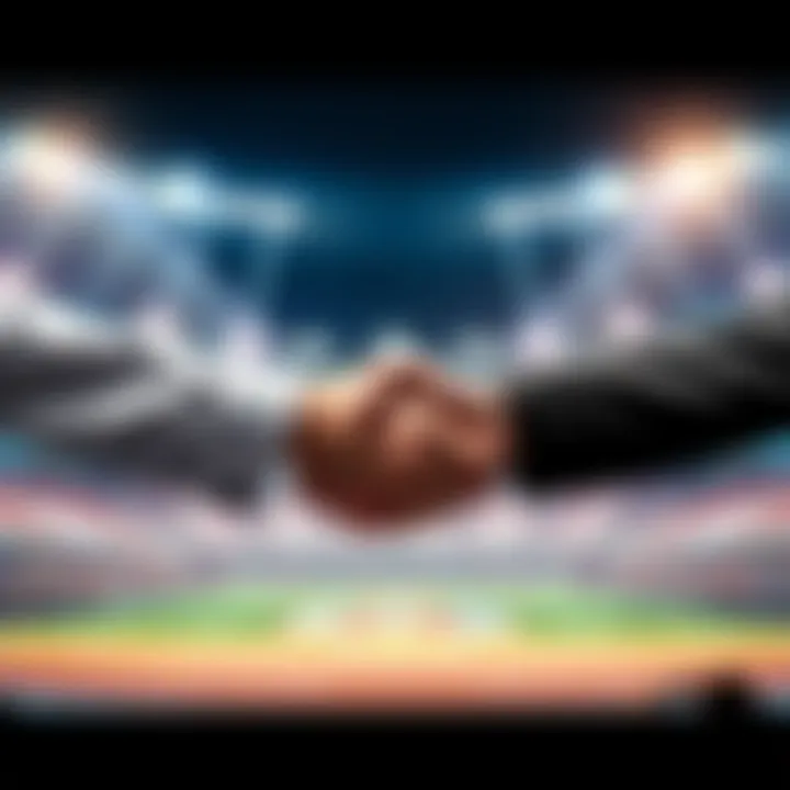 Representatives from the Cardano Foundation and Brazilian Olympic Committee shake hands, symbolizing their new partnership to integrate blockchain and AI in sports.