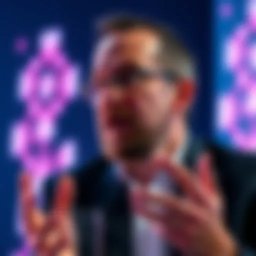 Charles Hoskinson speaking about Cardano's largest DAO, with ADA holders voting on governance and funding decisions.