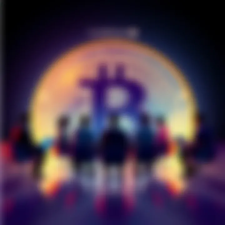 Illustration of Cardano development teams discussing funding for Bitcoin DeFi projects with a large dollar sign in the background.