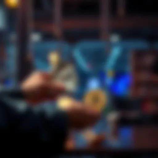 A person exchanging cash for Bitcoin, reflecting a wallet-to-wallet trade in a private setting.
