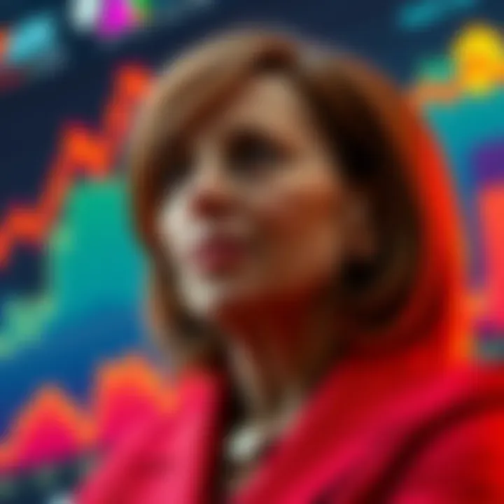 Cathie Wood, CEO of ARK Invest, confidently predicting Bitcoin price growth with a graph showing rising trends in the background