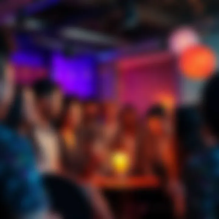 A group of people sharing their stories at a celebration for Sweatcoin's 10th anniversary, showcasing happiness and community spirit.