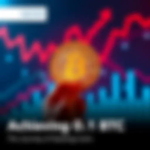 A person excitedly holding a Bitcoin symbol with a graph showing growth in the background