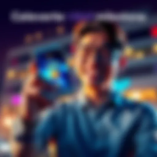 A person holding a smartphone displaying HBAR cryptocurrency balance, smiling with excitement