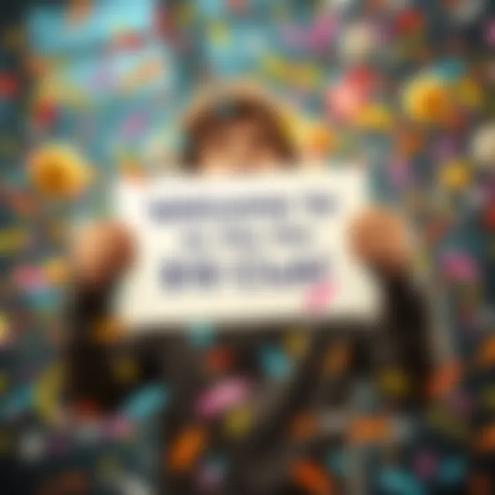 A cheerful person holding a sign that says 'Welcome to the $10 Club!' with confetti falling around them.