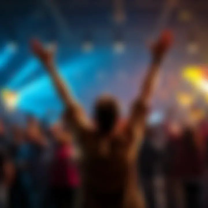 A person celebrating with arms raised after achieving a boost in their progress, symbolizing excitement and gratitude for reaching a goal.