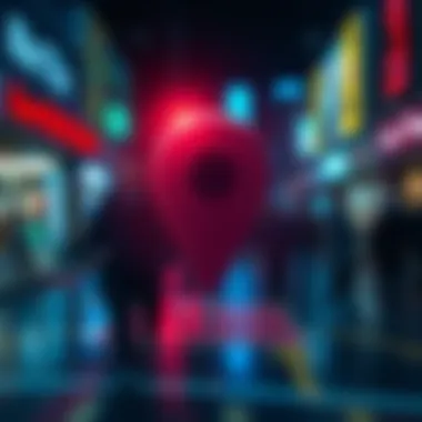 An illustration showing a map pin with a blurred effect, symbolizing location censorship online.