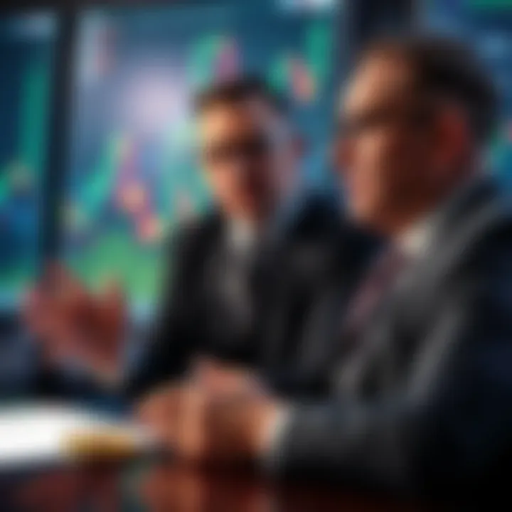 CFO explaining Bitcoin as a financial solution with charts in the background