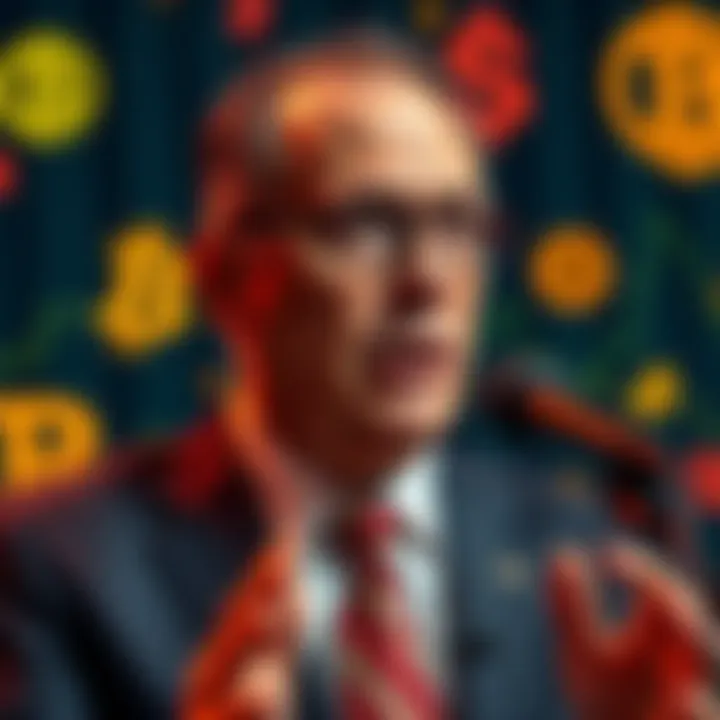 CFTC Chairman Michael Selig speaks about new regulations for cryptocurrency, with a backdrop of digital currency symbols.