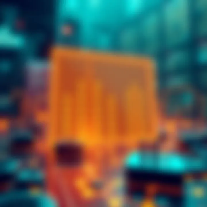 Illustration of Chainlink's data standard available on AWS Marketplace with blockchain elements.