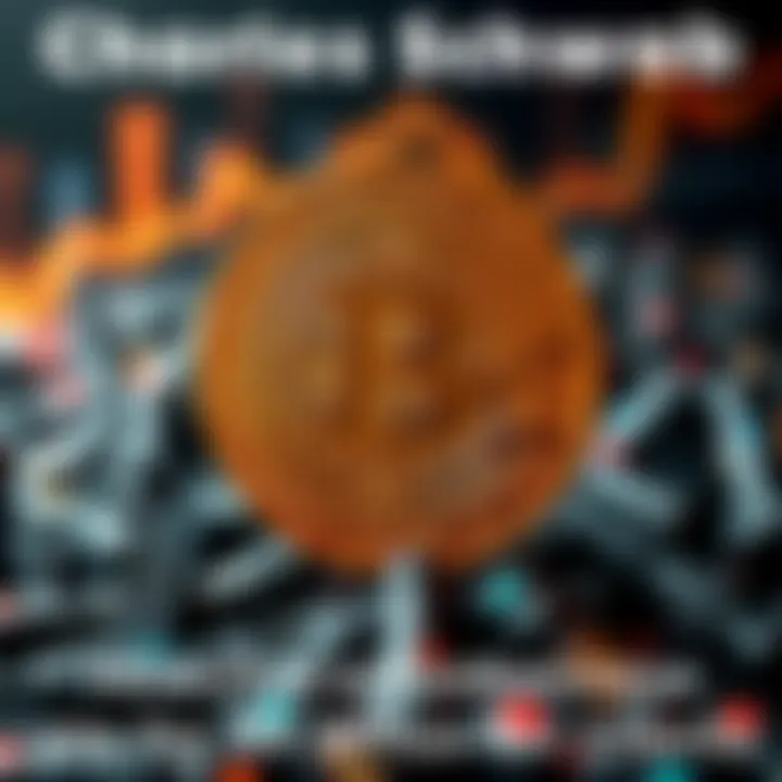 Graphic showing Bitcoin symbol with Charles Schwab logo, representing Bitcoin access for clients