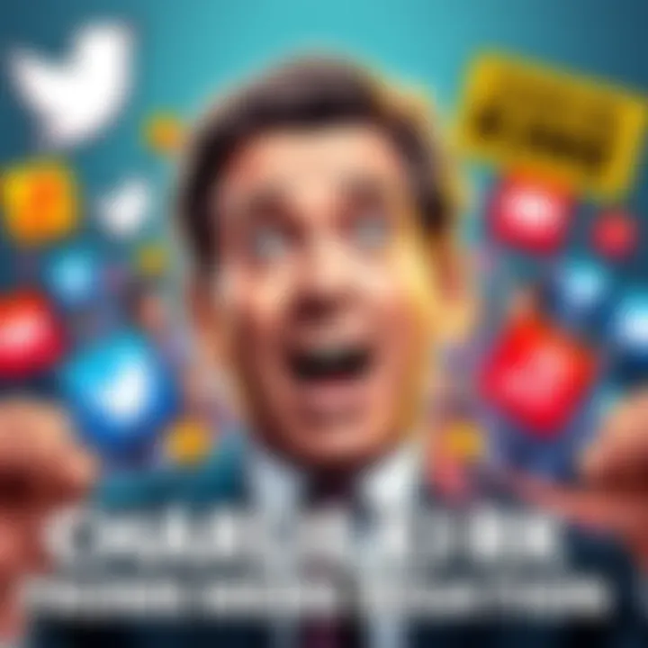 A humorous image of Charlie Kirk with exaggerated expressions, surrounded by social media icons and meme text.