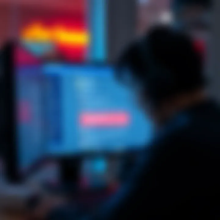 A frustrated person looking at a computer screen with a chat window showing error messages.