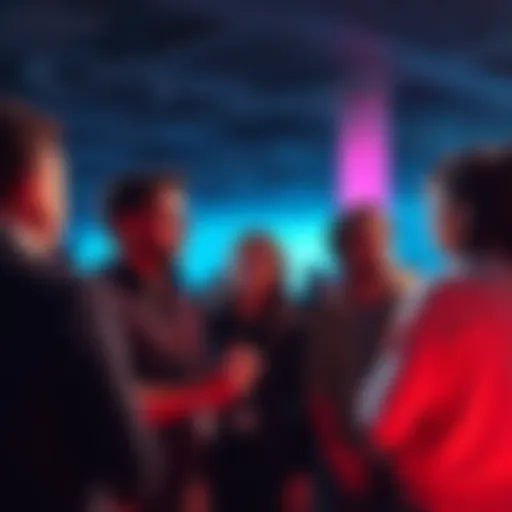 A group of people discussing potential cheating in a forum setting, looking concerned and engaged in conversation.