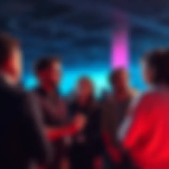 A group of people discussing potential cheating in a forum setting, looking concerned and engaged in conversation.