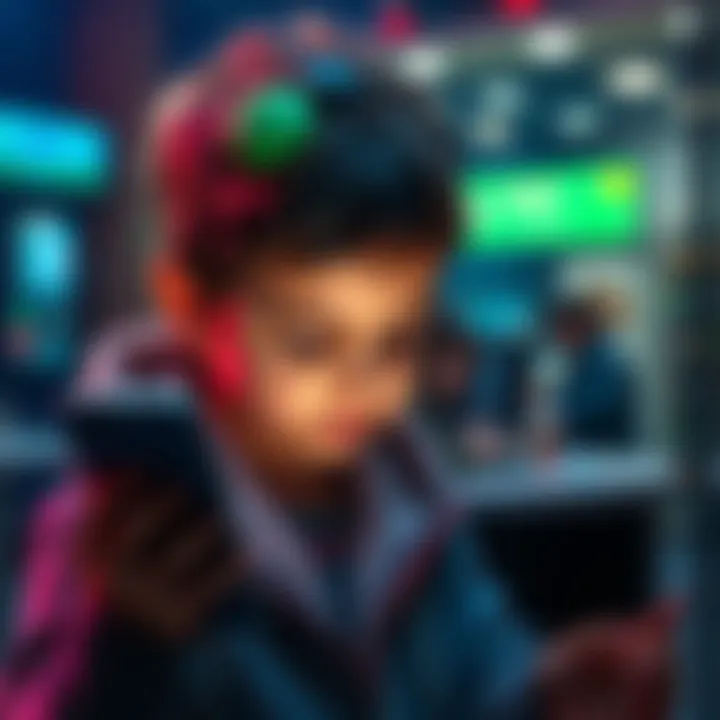 A child holding a smartphone, exploring crypto services on a banking app