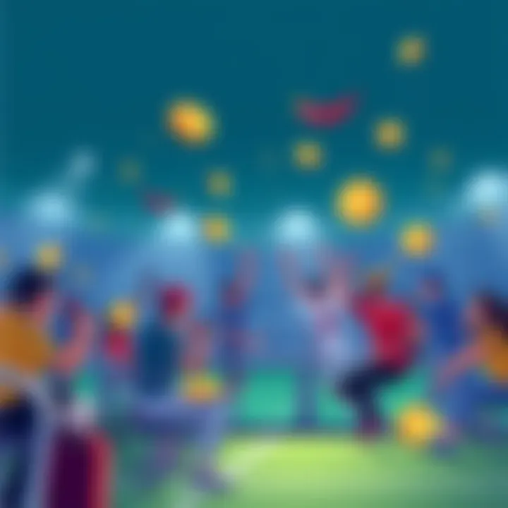 Chiliz Sports and Crypto Connection A digital illustration showing sports fans engaging with cryptocurrency, featuring symbols of sports and digital coins, representing the merge of both worlds.