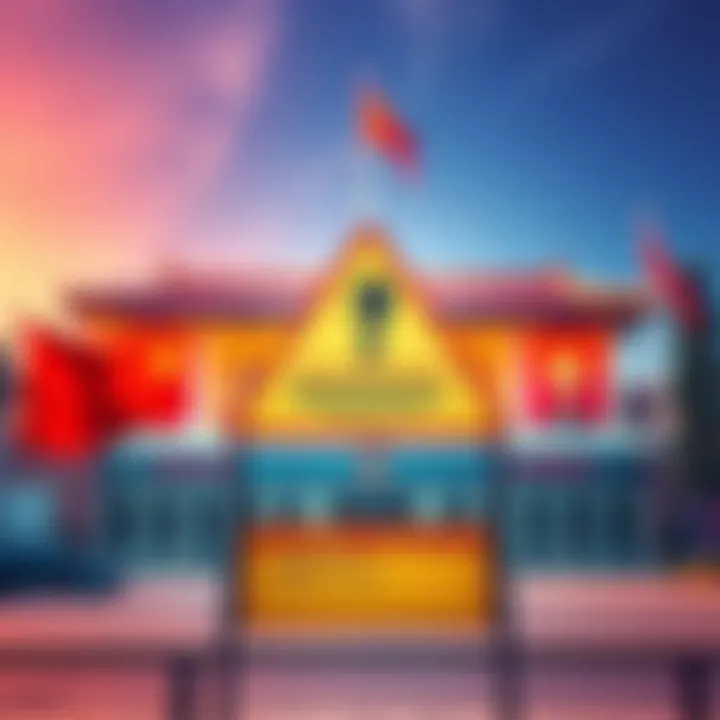 China's Strict Crypto Regulations A warning sign about cryptocurrencies and stablecoins in front of a government building in China